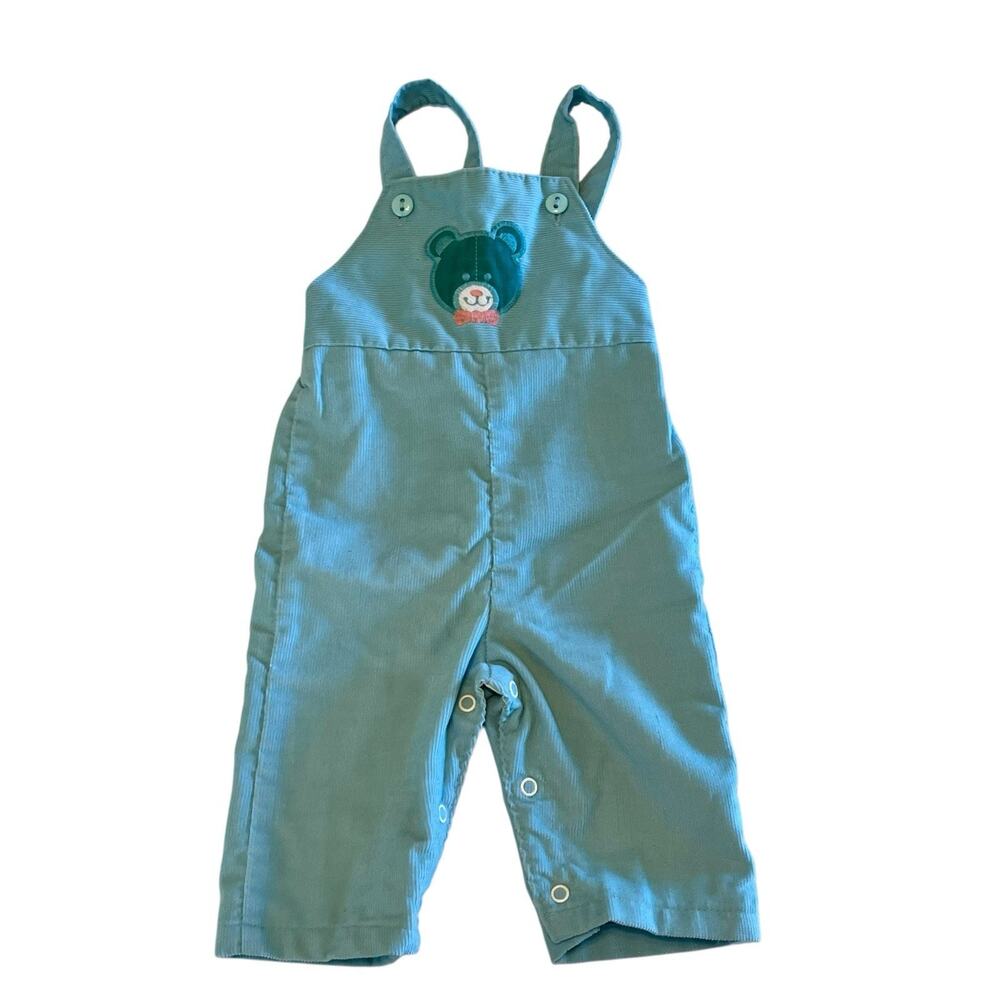 Vintage 80s Healthtex Teddy Bear Corduroy Overalls Baby Size 6 Mos Boys Girls